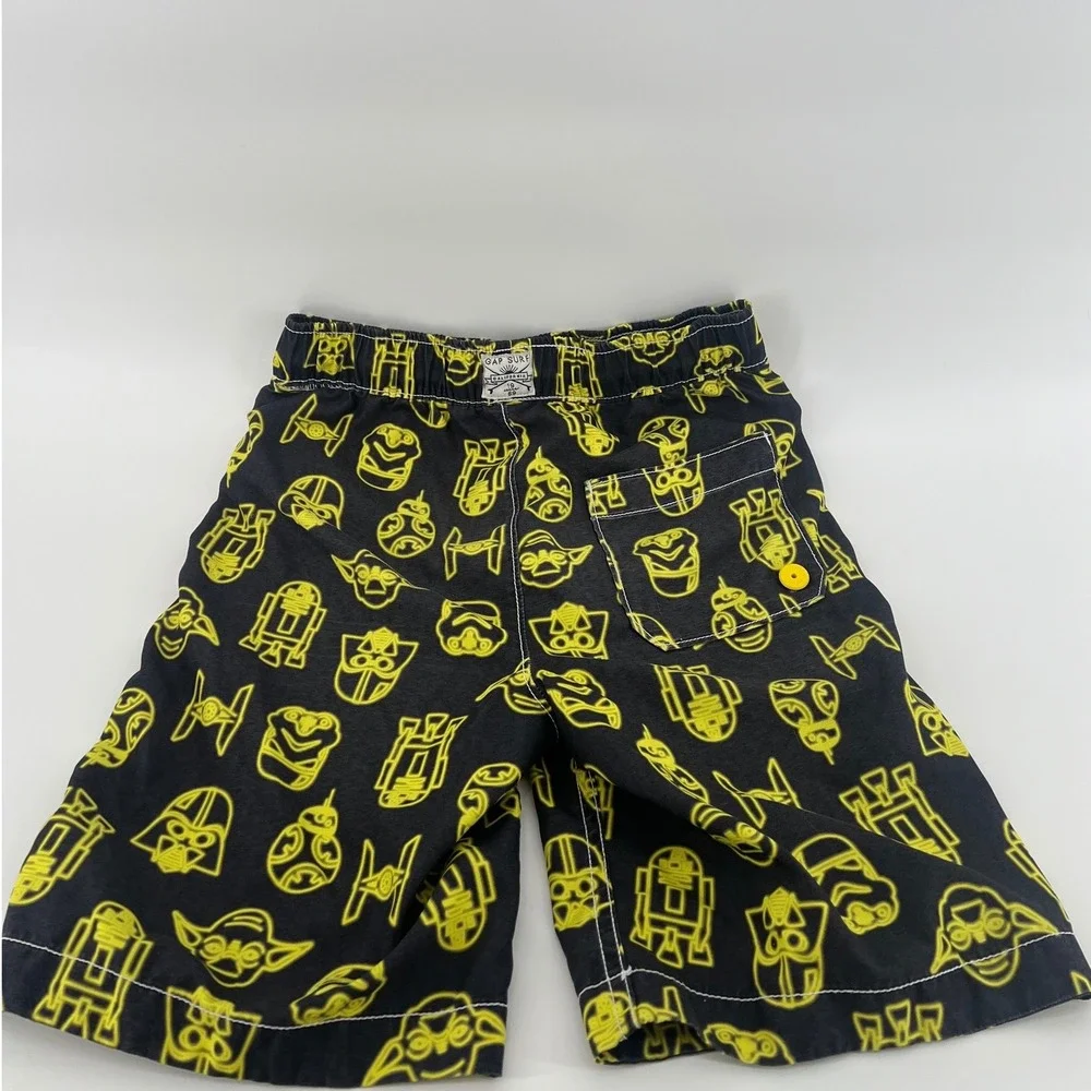 Gap Kids Star Wars Swim Trunks Black Neon Yellow Board Shorts Boys Medium M 8